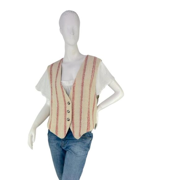 Handwoven Alpaca Wool Striped Vest New Mexico Valle del Viento Weaving Studio L - Picture 4 of 14
